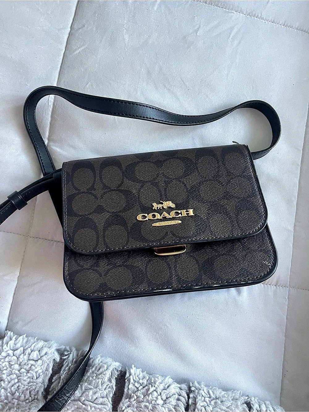 Coach Hutton Satchel In Signature Canvas Signature Canvas Crossbody Brown &
